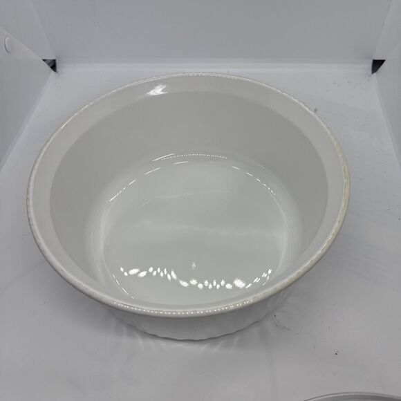Corningware F-1-B French White Round Baking Casserole Dish Bowl w/ Lid 2.5 Qt - Picture 2 of 4